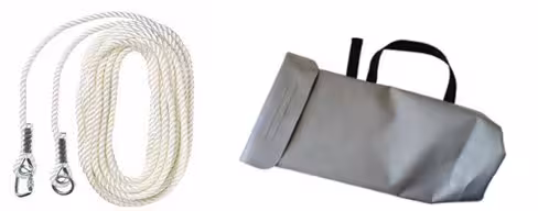 Cordage de manutention nylon non armé - 20 m DN 16 mm - avec 1 mousqueton et 1 anneau en sac