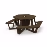 Table de pique nique Agora Origine - latte plastique recyclé - hexagonale Ø 240 cm 2 accès PMR - coloris standard