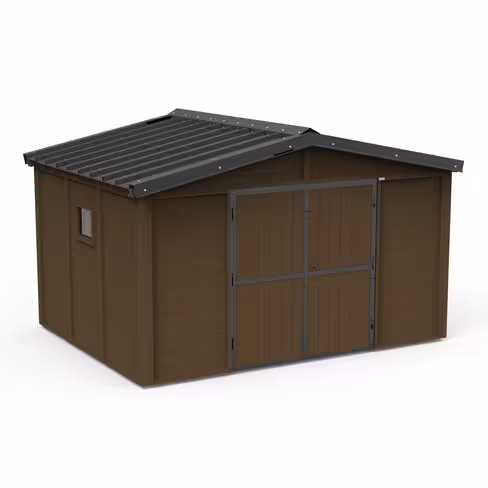 Abri de jardin - habillage lattes plastique recyclé 4 x 3 m porte double - coloris standard