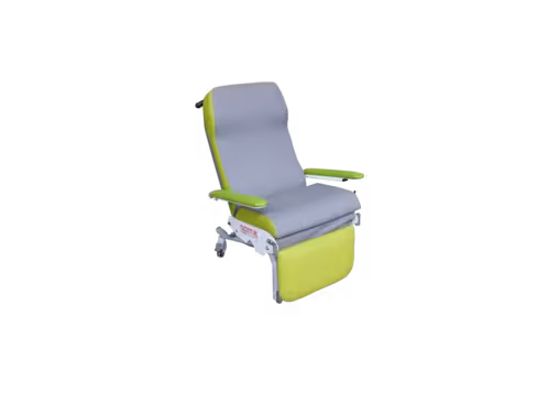 Fauteuil de soins à hauteur fixe électrique O'Labo - dessus assise et dossier coloris gris