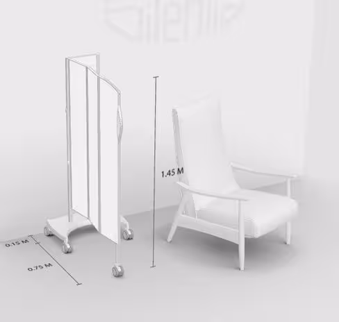 Paravent 3 sections l. 75 x h. 145 cm mobile blanc