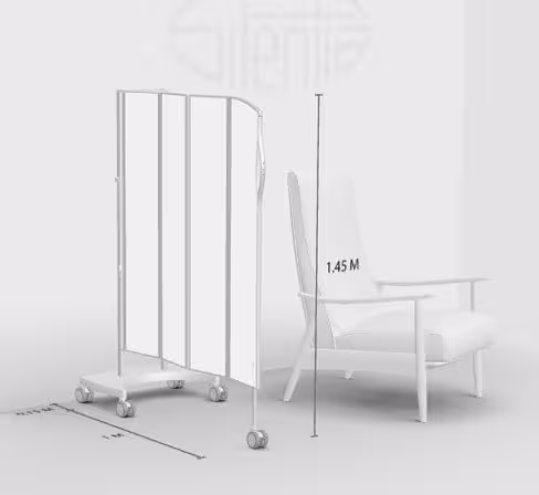 Paravent 4 sections l. 100 x h. 145 cm mobile blanc