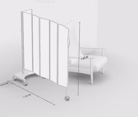 Paravent 5 sections l. 125 x h. 145 cm mobile blanc