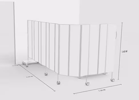 Paravent 14 sections l. 350 x h. 145 cm mobile blanc