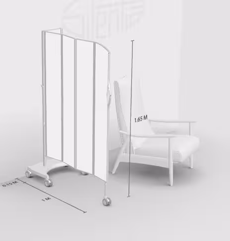 Paravent 4 sections l. 100 x h. 165 cm mobile blanc