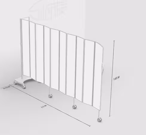 Paravent 10 sections l. 250 x h. 165 cm mobile blanc