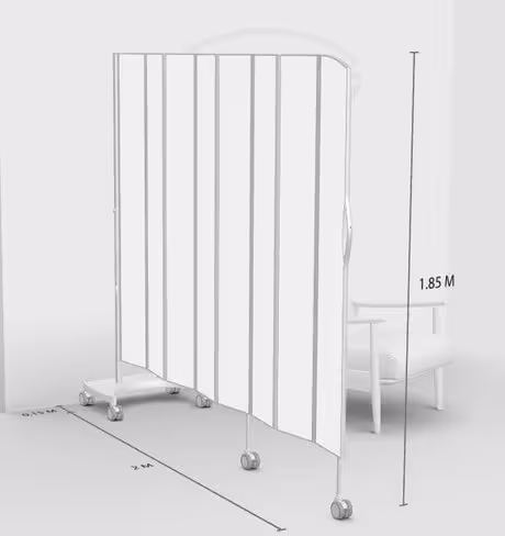 Paravent 8 sections l. 200 x h. 185 cm mobile blanc