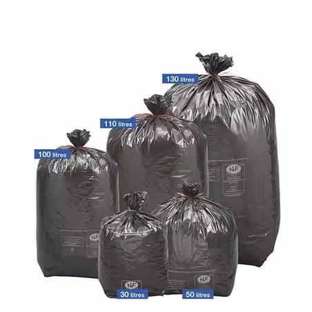 Sac à déchets courants 50 l - ép. 35 µm - noir - lien fixe - 1 palette de 80 cartons de 200