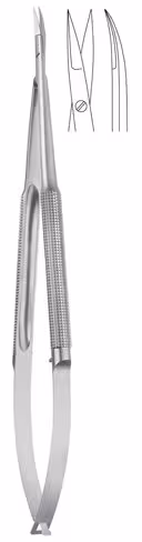 Micro-ciseaux, pointus, courbés, manche rond, 15 cm lame 10mm
