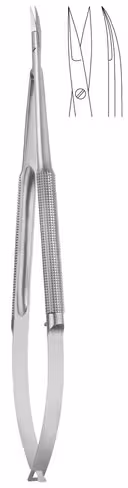 Micro-ciseaux, pointus, courbés, manche rond, 18 cm lame 10mm