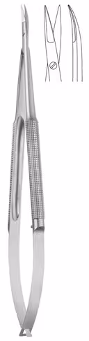 Micro-ciseaux, courbés, 18 cm lame dentelée 10 mm