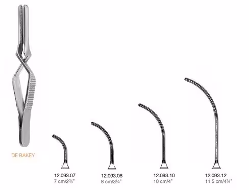DE BAKEY clamp Bulldog atraumatique 8cm courbé, longueur du mors 30mm