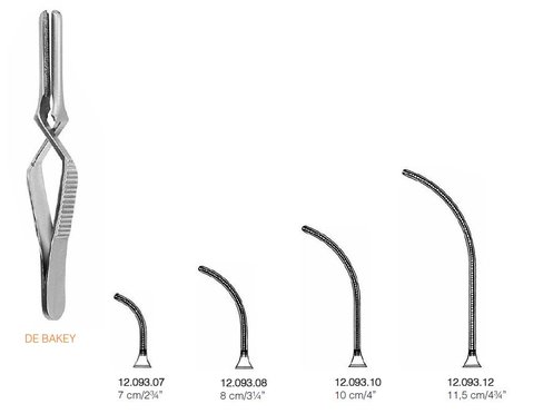 DE BAKEY clamp Bulldog atraumatique 8cm courbé, longueur du mors 30mm