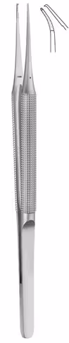 Micro-pince courbee 1X2 d. diamantée 0.4 mm 18 cm