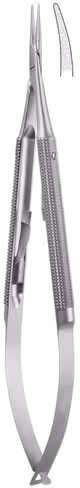 Micro porte-aiguille courbe avec arrêt diamanté 0,8mm 23cm