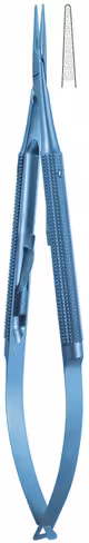 Micro porte-aiguille titane droit avec arrêt 0,8mm 18 cm