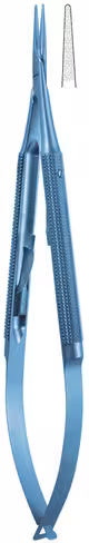 Micro porte-aiguilles titane droit avec arrêt 0,8mm 21cm