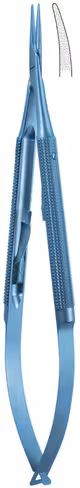 Micro porte aiguilles titane courbe avec arrêt 0,8mm 15cm