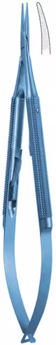 Micro porte-aiguilles titane courbe avec arrêt 0,8mm 18cm