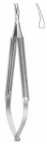 Micro-porte-aiguille Barraquer, courbé, sans arret, 13,5cm