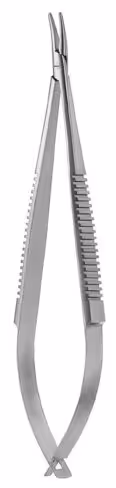 CASTROVIEJO micro porte-aiguilles 14cm, courbé, mors lisse
