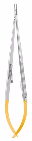 CASTROVIEJO Porte-aiguille, 18cm, mors tungstène TC, courbe, avec verrouillage