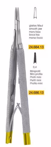 CASTROVIEJO porte-aiguille 13cm mors tungstène TC droit mors lisse, avec verrouillage
