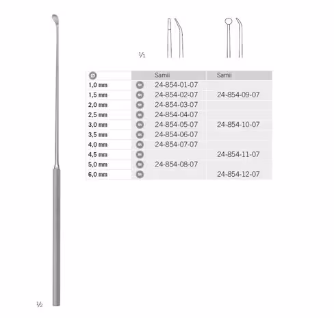 Couteau tumeurs, Samii, rond, 4,5 mm, 23 cm