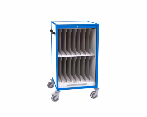 Chariot pour dossiers radios - lecture verticale - séparations rigides 2 niv. - avec frein et porte étiquette