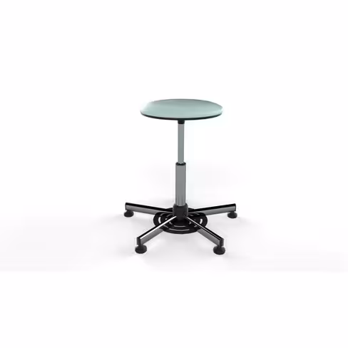 Tabouret sans dossier sur patins - hauteur réglable par commande au pied (50 à 70 cm)