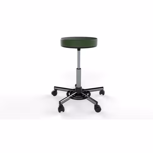 Tabouret sans dossier sur roulettes - hauteur réglable par commande au pied (53 à 73 cm)