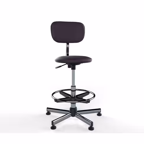 Tabouret avec dossier sur patins avec repose-pieds - hauteur réglable sous l'assise (56 à 81 cm)