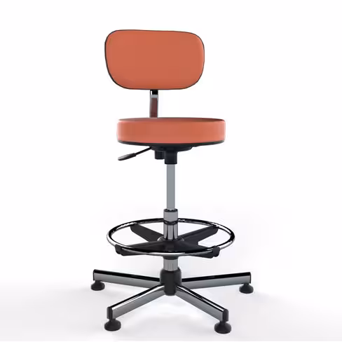 Tabouret avec dossier sur patins avec repose-pieds - hauteur réglable sous l'assise (59 à 84 cm)