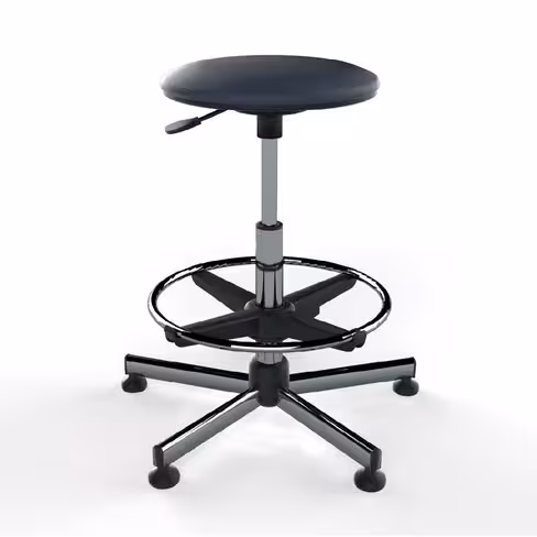 Tabouret sans dossier sur patins avec repose-pieds - hauteur réglable sous l'assise (56 à 81 cm)