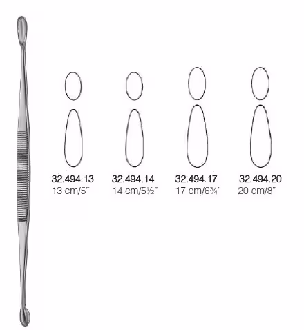 VOLKMANN curette double 20cm, ovale, tranchante