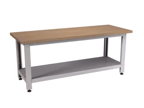 Tablette métallique réduite pour poste 180 cm - piétement simple - 60 x 150 cm