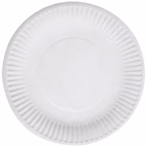 Assiette blanche en carton - Ø 18 cm - lot de 10 sachets de 100
