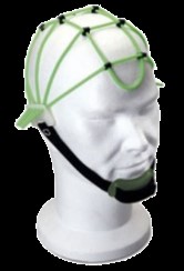Casque élastique à lanières pleines et croisées en élastomère pour électrodes monopodes. Taille adulte.