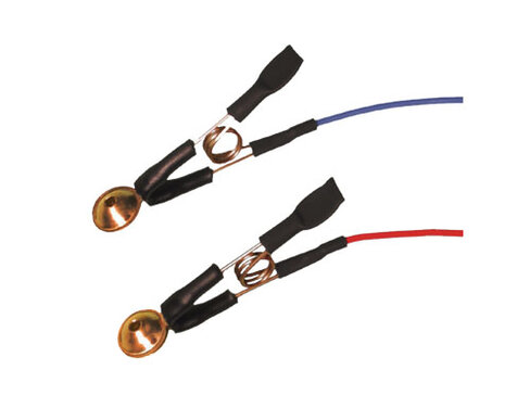 Paire d'électrodes cupule clip oreille (Ag/AgCl). Cupule percée, diamètre 10 mm.