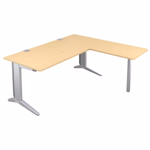 Bureau droit Fusion - l. 180 x pr. 80 cm + retour l. 80 x pr. 60 cm - pieds C