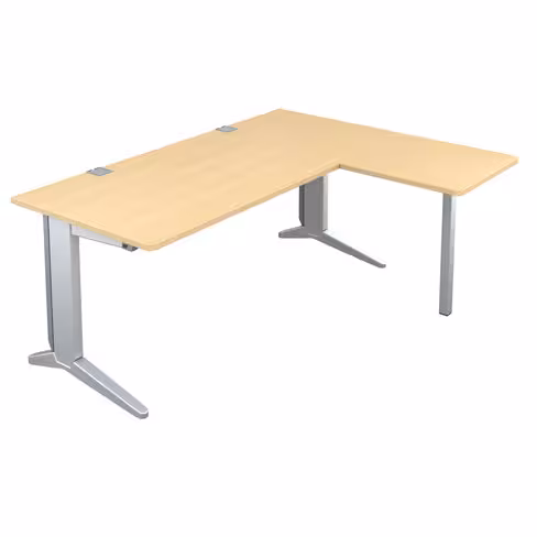 Bureau droit Fusion - l. 180 x pr. 80 cm + retour l. 60 x pr. 60 cm - pieds C