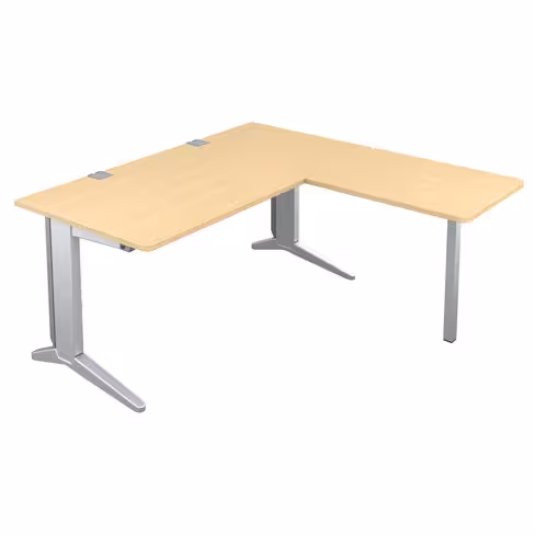 Bureau droit Fusion - l. 160 x pr. 80 cm + retour l. 80 x pr. 60 cm - pieds C