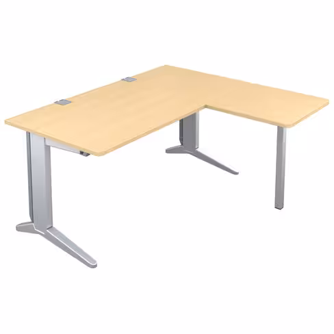 Bureau droit Fusion - l. 160 x pr. 80 cm + retour l. 60 x pr. 60 cm - pieds C