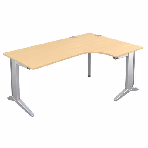 Bureau compact 90° asymétrique Fusion - l. 180 x l. 120 x pr. 80-66 cm - pieds C