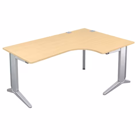 Bureau compact 90° asymétrique Fusion - l. 180 x l. 120 x pr. 80-80 cm - pieds C
