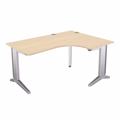Bureau compact 90° asymétrique Fusion - l. 160 x l. 120 x pr. 80-66 cm - pieds C
