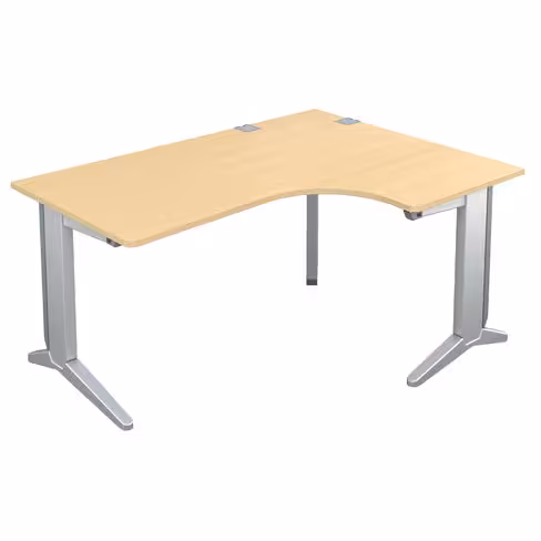 Bureau compact 90° asymétrique Fusion - l. 160 x l. 120 x pr. 80-80 cm - pieds C