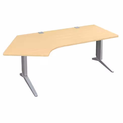 Bureau compact 120° asymétrique Fusion - l. 160 x l. 80 x pr. 80-66 cm - pieds C