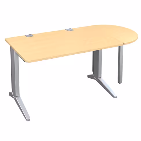 Bureau droit Fusion - l. 120 x pr. 80 cm + convivialité latérale demi-lune l. 80 x pr. 40 cm - pieds C