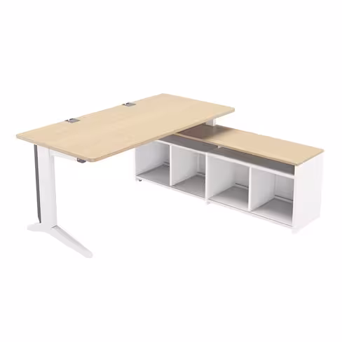 Bureau droit Fusion - l. 160 x pr. 80 cm + meuble de rangement ouvert l. 160 cm - pieds C